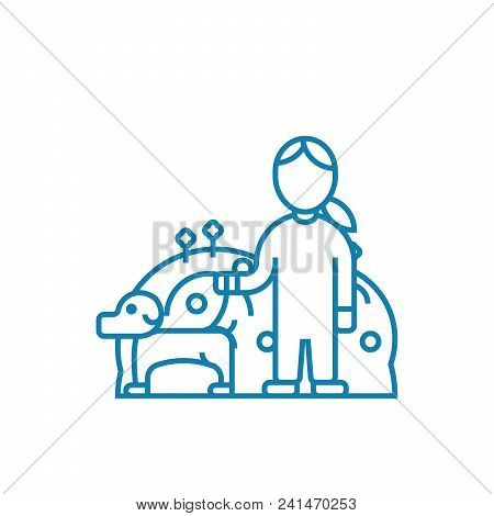 Furniture Maker Line Icon, Vector Illustration. Furniture Maker Linear Concept Sign.