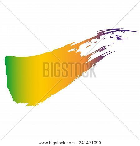Lime Green, Yellow Watercolor Hand Painted, Colorful Gradient Stripes Isolated On White Background. 
