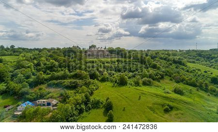 Pidhirtsi Castle. View Of The Castle From The Height Of Bird Flight.