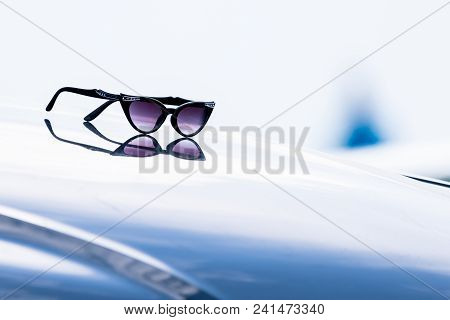 Stylish Womens Sunglasses On Reflective Surface, Vintage, Retro Stly, Fashion Accessories