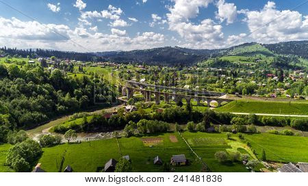 Aerial View Of Carpathian Mountains In Summer, Vorohta, Ukraine.
