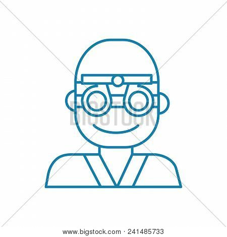 Ocular Examination Line Icon, Vector Illustration. Ocular Examination Linear Concept Sign.