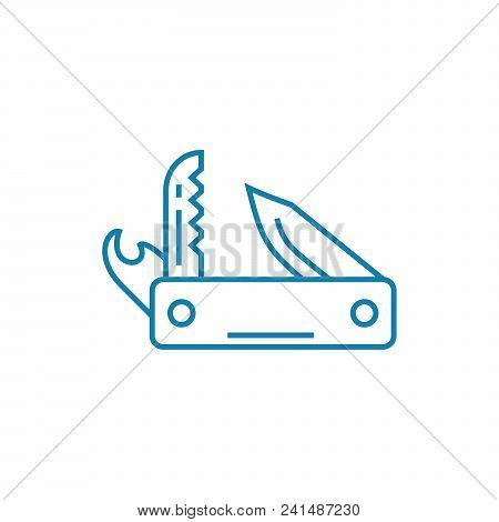 Penknife Line Icon, Vector Illustration. Penknife Linear Concept Sign.