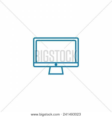 Small Monitor Line Icon, Vector Illustration. Small Monitor Linear Concept Sign.