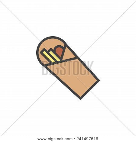Shawarma Filled Outline Icon, Line Vector Sign, Linear Colorful Pictogram Isolated On White. Take Aw