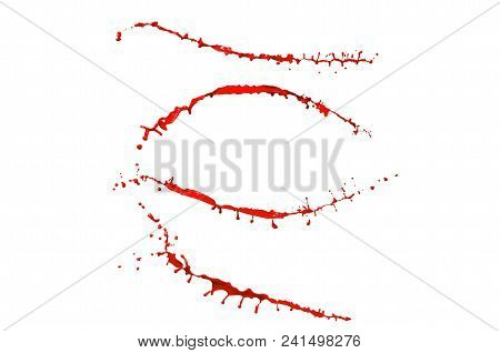 Red Paint Splash Collection Isolated On White Background
