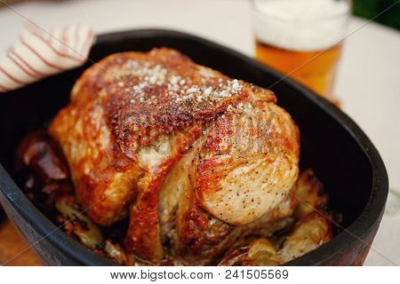 Rosted Pork And Beer Homemade Tasty Meal