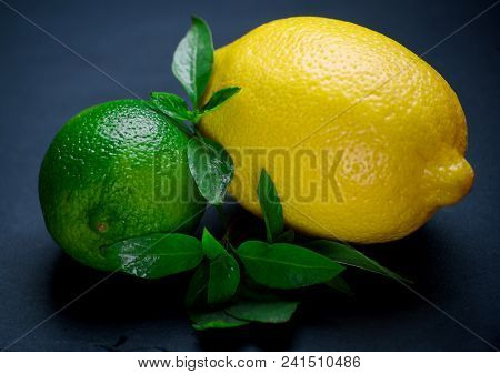 Juicy Lime And Lemon On The Table