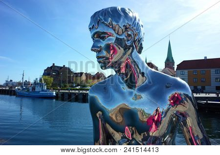 Helsingor, Denmark - 06 May, 2018: Detail of sculpture 