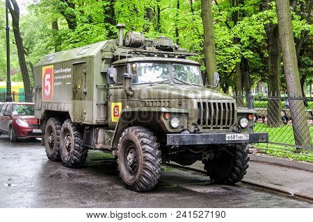 Saint Petersburg, Russia - May 26, 2013: Off-road Truck Ural 4320 In The City Street.