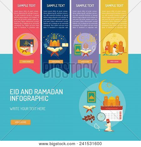 Eid And Ramadan Infographic | Set Of Great Infographic Flat Design Illustration Concepts For Religio