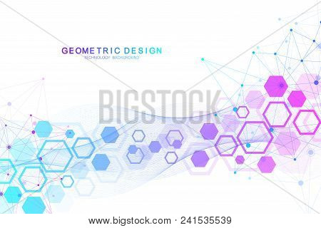 Scientific Molecule Background For Medicine, Science, Technology, Chemistry. Wallpaper Or Banner Wit