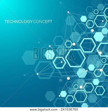 Scientific Molecule Background For Medicine, Science, Technology, Chemistry. Wallpaper Or Banner Wit