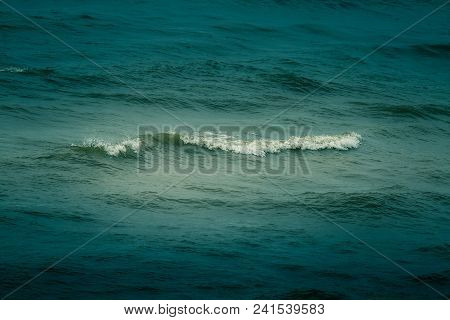 Beautiful Waves Breaking On The Shore Of Baltic Sea.  Bright Sunny Day At The Beach.