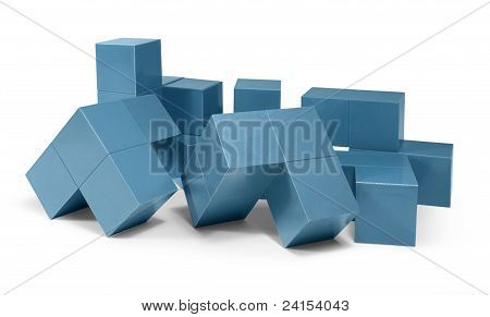 Blå Cubic objekter