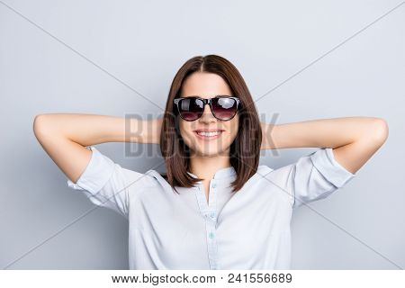 Work Worker Business Think Plan Ponder People Person Concept. Close Up Portrait Of Careless Proud Co