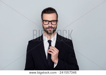 Portrait Of Confident Attractive Handsome Executive Concentrated Hypocrite Creative Smart Intelligen
