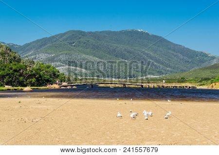 Tidal River, Australia - January 28, 2018: The Brackish Waters Of Tidal River Run Into The Sea At Ti