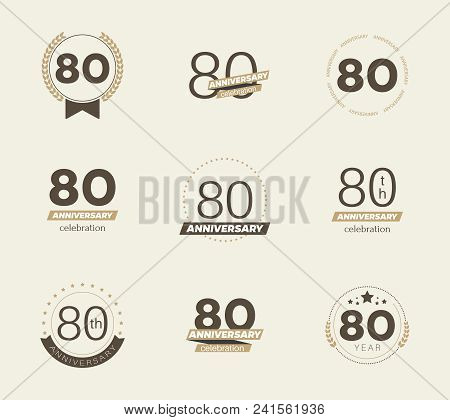 80 Years Anniversary Logo Set. 80th Anniversary Icons. Vector Illustration.