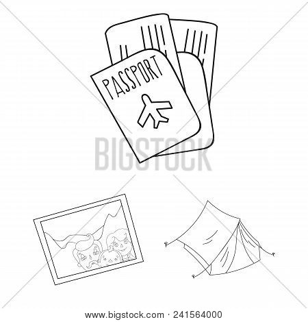Family Holiday Outline Icons In Set Collection For Design. Recreation And Equipment. Vector Symbol S