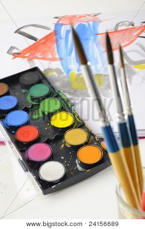 Paintbox og børste