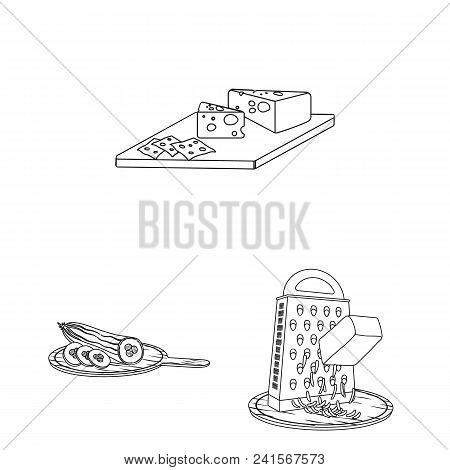 Cooking Food Outline Icons In Set Collection For Design. Kitchen, Equipment And Tools Vector Symbol 