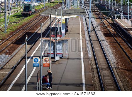Skhodnya, Russia - May 09. 2018. View Of The Railway Station From Above