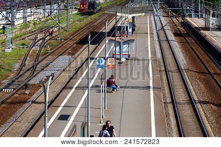 Skhodnya, Russia - May 09. 2018. View Of The Railway Station From Above