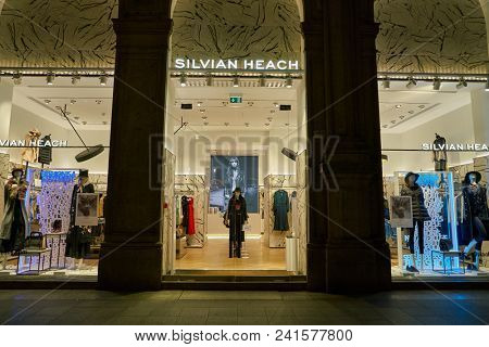 MILAN, ITALY - CIRCA NOVEMBER, 2018: shop window display of clothing at Silvian Heach store in Milan, Italy.