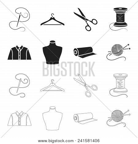 A Man Shirt, A Mannequin, A Roll Of Fabric, A Ball Of Threads And Knitting Needles.atelier Set Colle