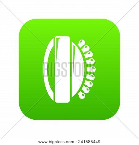 Massage Brush Icon Green Vector Isolated On White Background