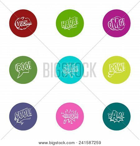 Bang Icons Set. Flat Set Of 9 Bang Vector Icons For Web Isolated On White Background