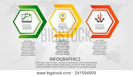 Timeline Modern Vector Illustration 3D. Infographic Template With Three Hexagon With Arrows. Designe