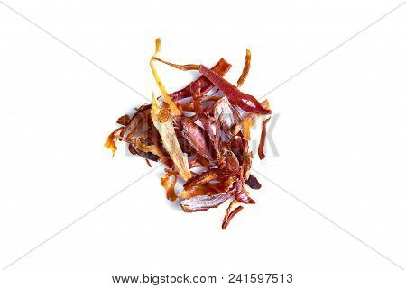 Saffron Spice Threads Isolated Over White Background. Safranum. Top View. Still Life. Copy Space. Fl