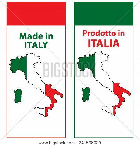 Made In Italy (prodotto In Italia) - Sticker Set For Print Designed For The Retail Industry. The Tex