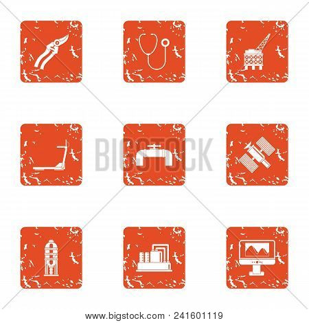 Hunt Down Icons Set. Grunge Set Of 9 Hunt Down Vector Icons For Web Isolated On White Background
