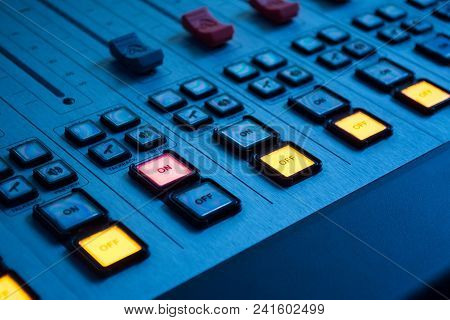 Sound Mixer With Burning Red Button On