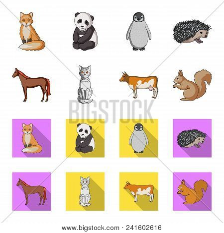 Horse, Cow, Cat, Squirrel And Other Kinds Of Animals.animals Set Collection Icons In Cartoon, Flat S