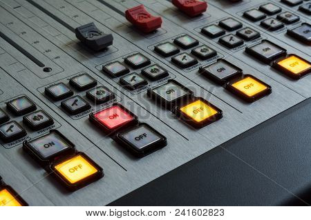 Sound Mixer With Burning Red Button On