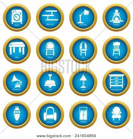 Interior Furniture Icons Set. Simple Illustration Of 16 Interior Furniture Vector Icons For Web