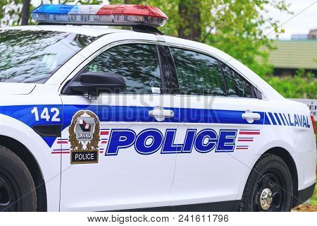 Laval, Canada: May 19, 2018. Beautiful Car Of Canadian Police Before Leaving To The Mission, In Muni