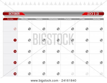 Planning Calendar - October 2012