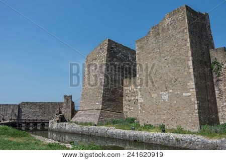 Wall, Moat And Towers Of  Smederevo Fortress Is A Medieval Fortified City In Smederevo, Serbia, Whic