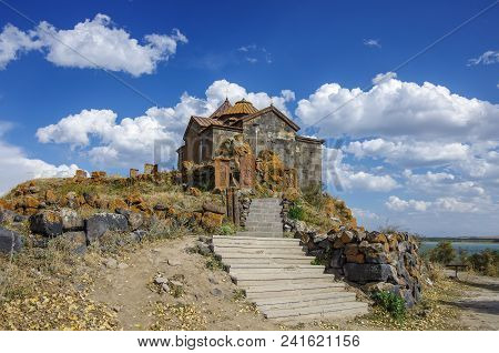 Khachkars At The Monastery Hayravank. Lake Sevan Shore, Armenia