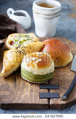 Savory Chinese Pastries With Red Bean And Meat Filling