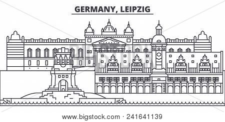 Germany, Leipzig Line Skyline Vector Illustration. Germany, Leipzig Linear Cityscape With Famous Lan