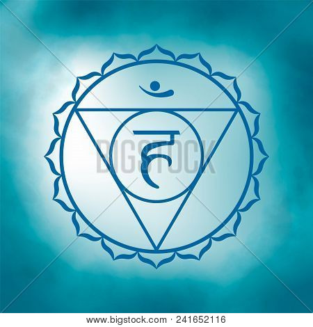 Fifth, Throat Chakra - Vishuddha. Illustration Of One Of The Seven Chakras. The Symbol Of Hinduism, 