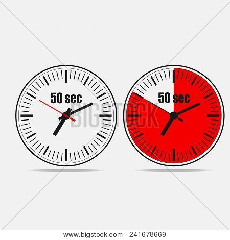 Fifty Seconds Clock On Gray Background. Two Options.