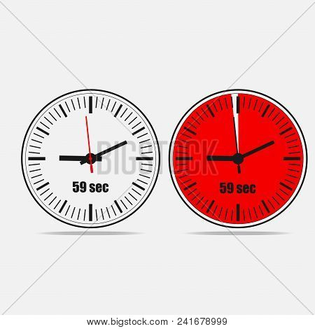 Fifty Nine Seconds Clock On Gray Background. Two Options.
