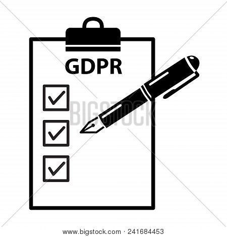 General Data Protection Regulation Gdpr Ready Check Control Concept, Paper Folder With Check Marks A